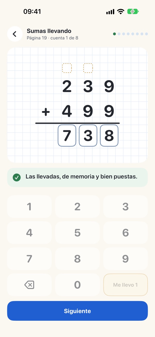 Sacapuntas screenshot: Column sums, digit by digit