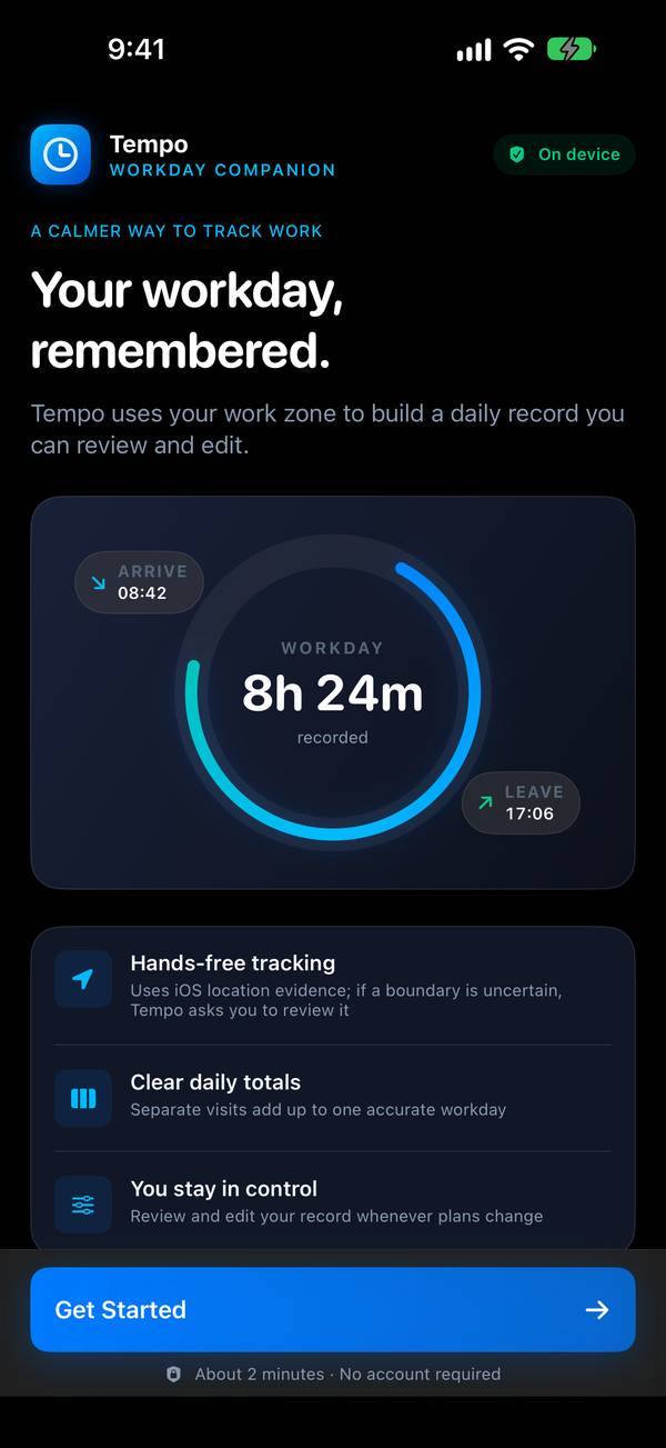 Tempo screenshot: Your workday, remembered