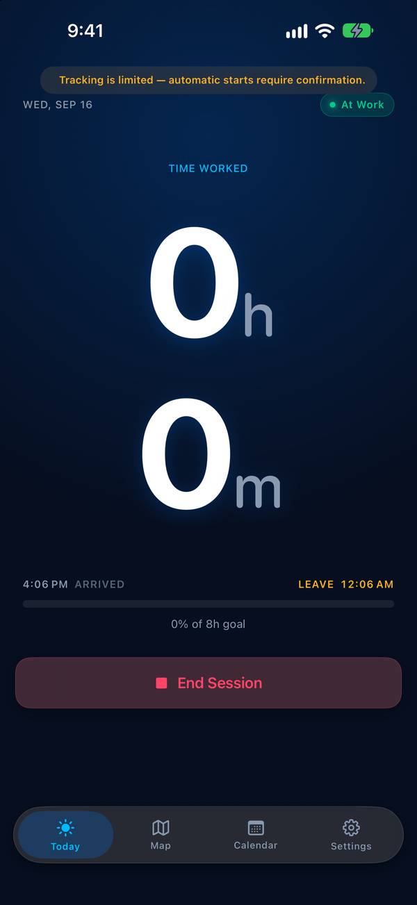 Tempo screenshot: Today: time worked against your target